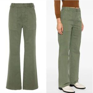 Nili Lotan Army Green Cotton Gaby Straight Leg Pants - 4, runs BIGGER!